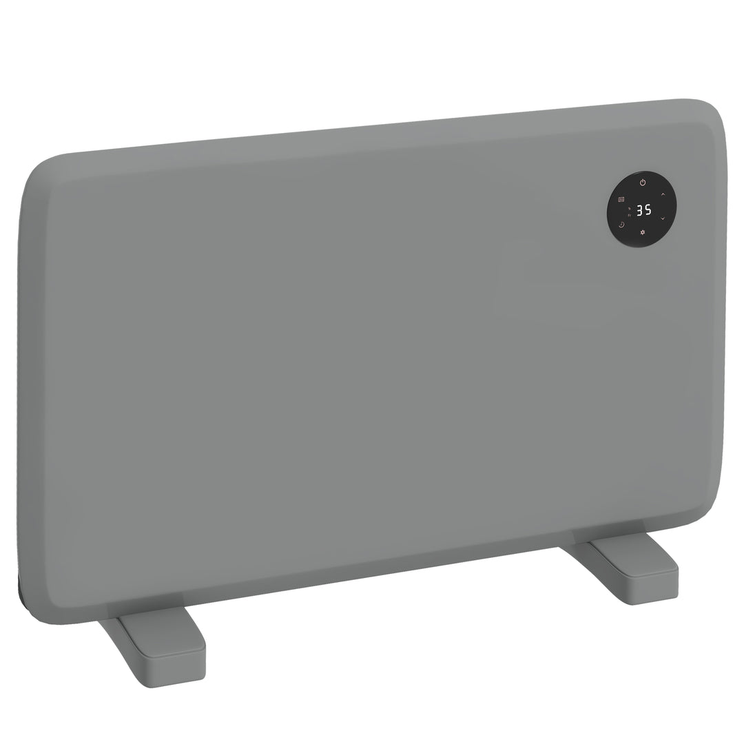 1200W Electric Convector Heater, Freestanding or Wall Mounted, Space Heater with Adjustable Thermostat, Timer, Grey