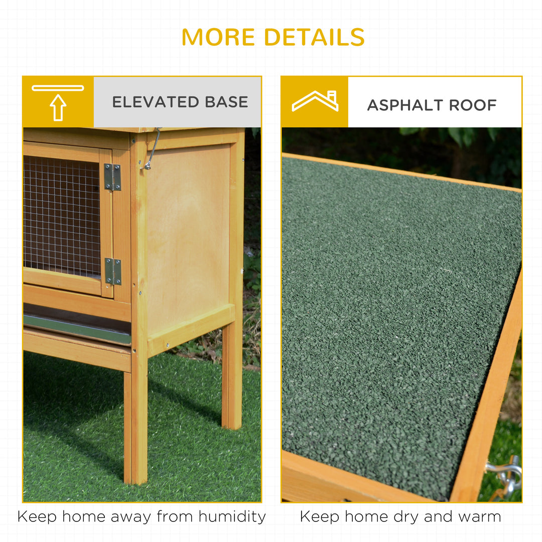 Rabbit Hutch Outdoor Guinea Pig Hutch House Small Animal Bunny Cage w/ Openable Roof, 115 x 44 x 65 cm