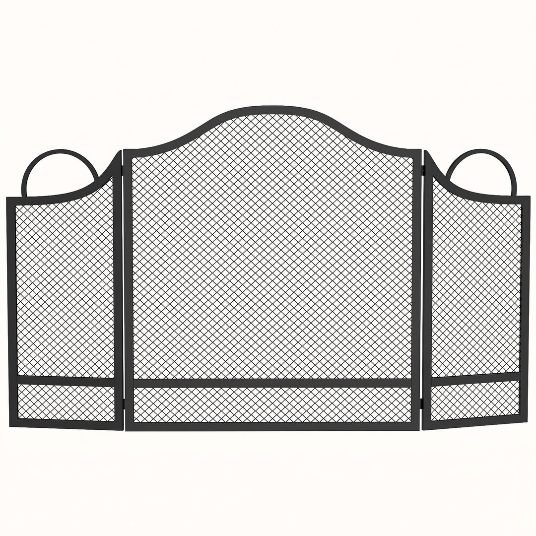 3-Panel Folding Fireplace Screen for Hearth Protection