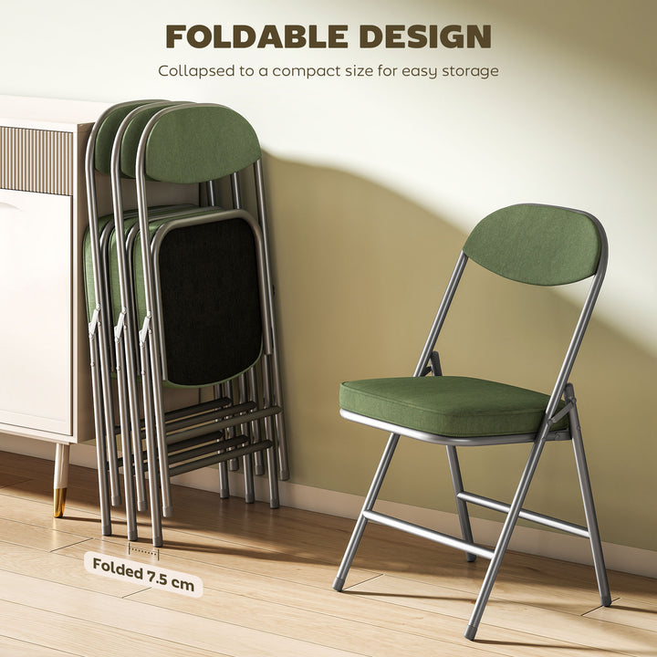 Set of Four Folding Corduroy Seat Chairs - Green