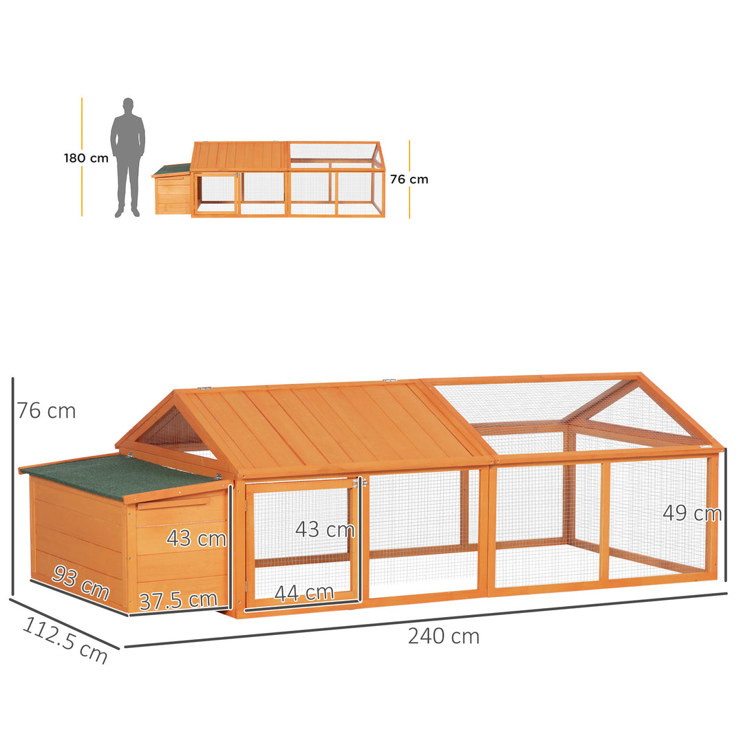 PawHut Wooden Chicken Coop with Nesting Box, Openable Roof, for 4-8 Chickens, Ducks, Orange | Aosom UK