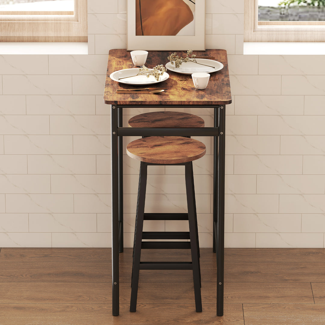 Bar Stools Set of 2 Breakfast Bar Stools with Footrest, Industrial Round, 32 x 32 x 65 cm