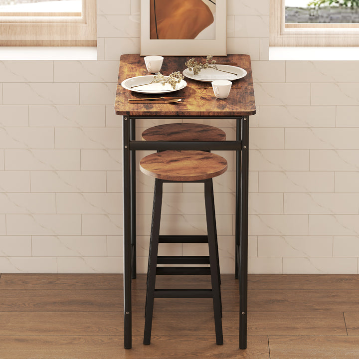 Bar Stools Set of 2 Breakfast Bar Stools with Footrest, Industrial Round, 32 x 32 x 65 cm