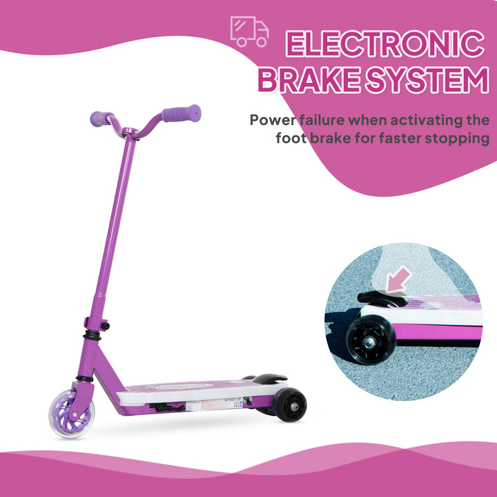 Electric Scooter for Kids Ages 4-7, with Auxiliary Rear Wheels, Flashing LED Light and Electric Brake, Kids Electric Scooter for Boys Girls, 6 KM/H & 8 KM, Purple