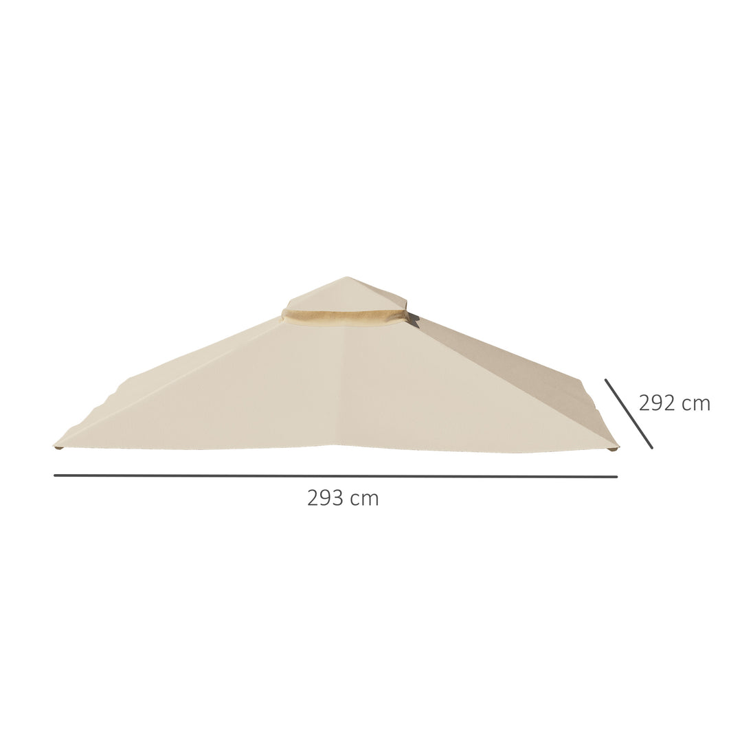 3x3(m) Replacement Gazebo Canopy, Double Tier Roof Top for Garden, Patio, Outdoor, Beige (TOP ONLY)