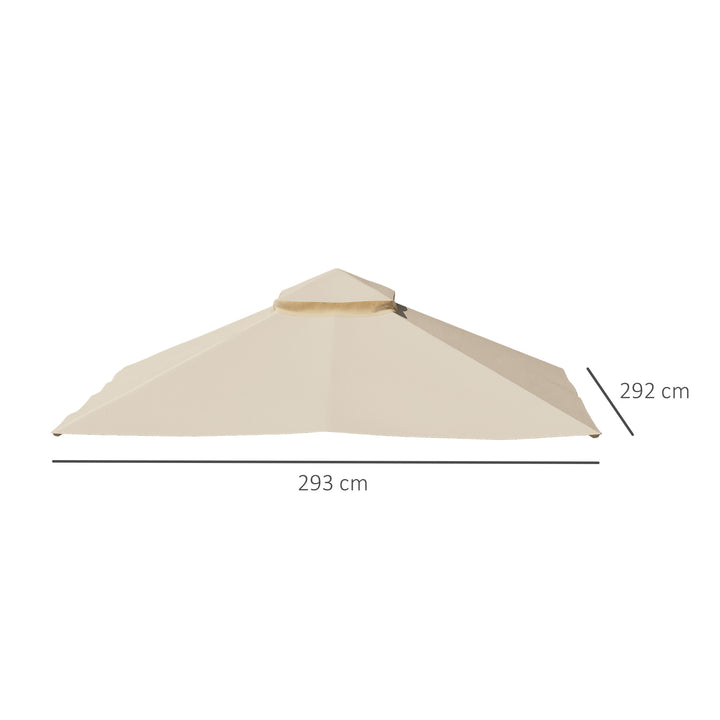 3x3(m) Replacement Gazebo Canopy, Double Tier Roof Top for Garden, Patio, Outdoor, Beige (TOP ONLY)