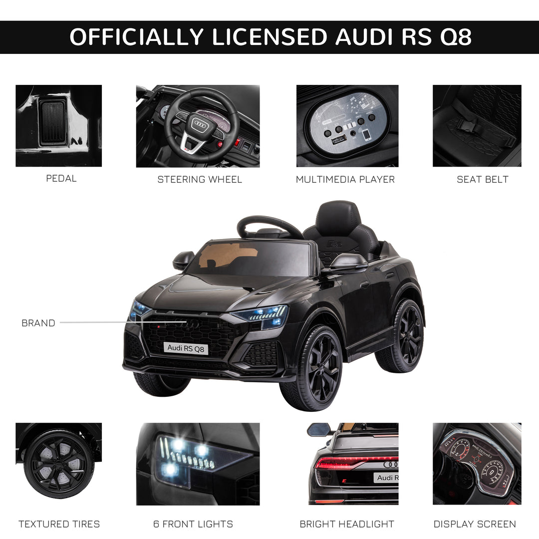 HOMCOM Audi RS Q8 Licensed 6V Electric Ride On Car for Children, with Remote Control, Music & Lights, Black