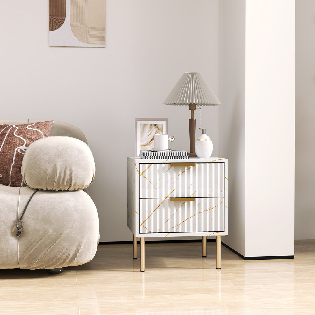 Elegant Two-Drawer Bedside Table - White