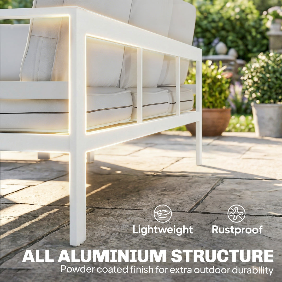 5 Pieces Aluminium Garden Furniture Set with Olefin Cushions, Extra De