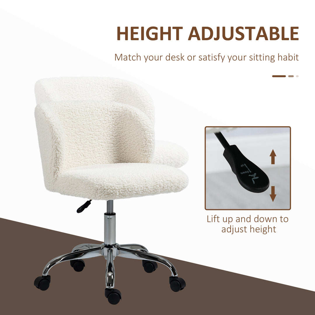 Office Chair with Adjustable Height and Wheels - White