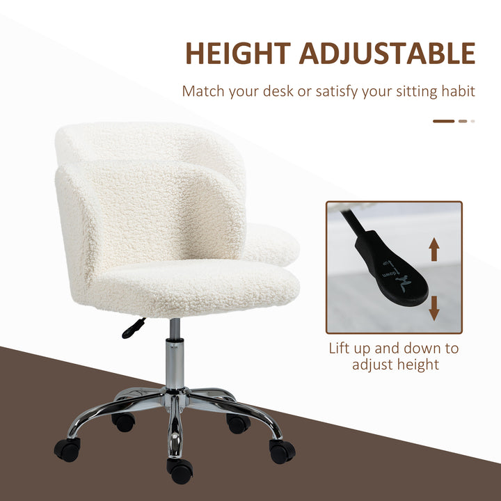 Office Chair with Adjustable Height and Wheels - White