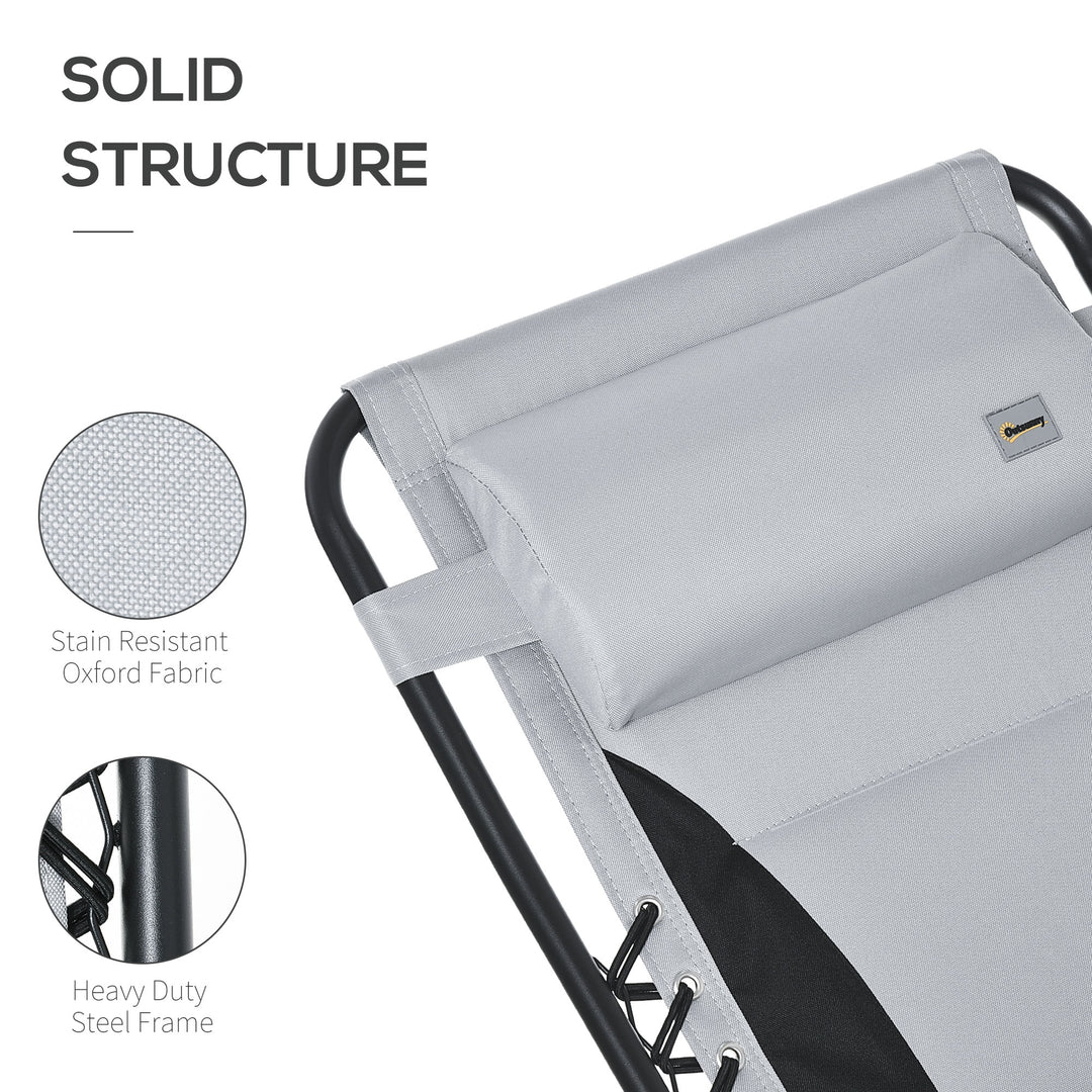 Zero Gravity Lounger Chair, Folding Reclining Patio Chair with Padded Seat, Cup Holder, Soft Cushion and Headrest for Poolside, Camping, Light Grey