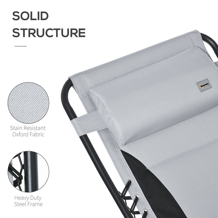 Zero Gravity Lounger Chair, Folding Reclining Patio Chair with Padded Seat, Cup Holder, Soft Cushion and Headrest for Poolside, Camping, Light Grey