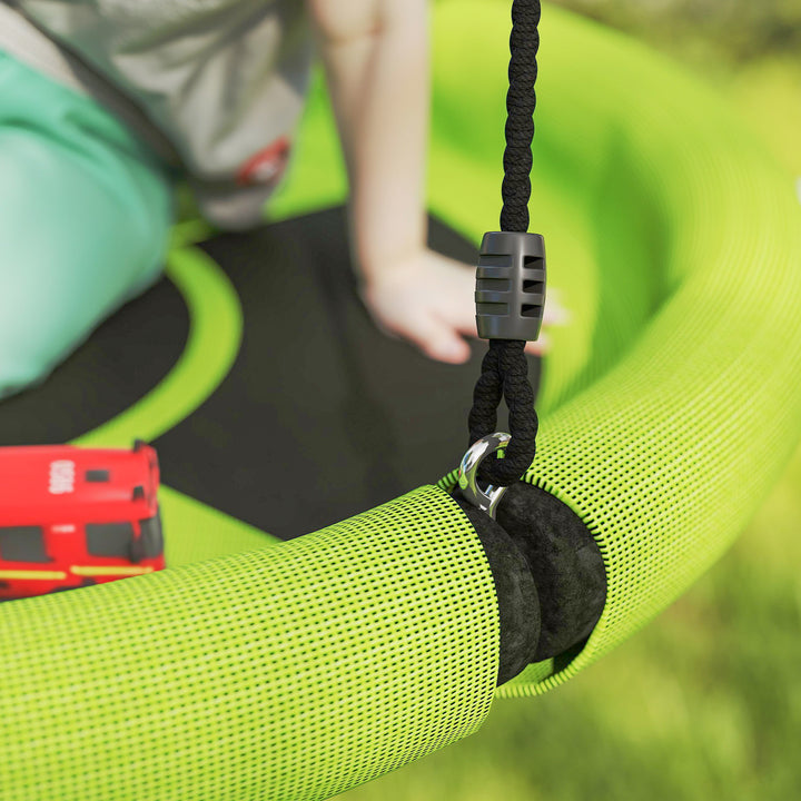 AIYAPLAY 100cm Diameter Nest Seat for Kids with Height Adjustable Hanging Ropes for Outdoor, Playground, Garden, Green