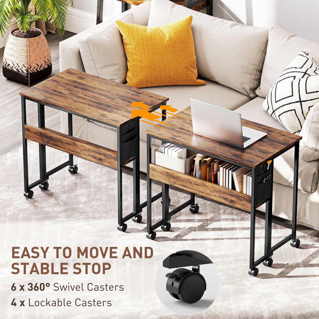 80 cm Drop Leaf Writing Work Desk - Rustic Brown