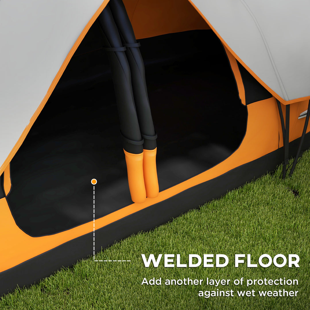 Six-Man Tent, with Two Rooms, Small Rainfly and Accessories - Orange
