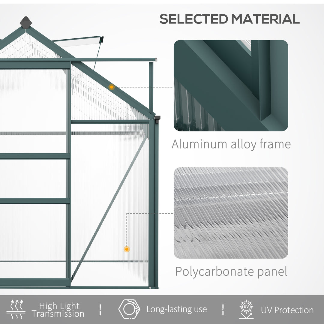 Outsunny Aluminium Frame Greenhouse Large Walk-In Greenhouse Garden Plants Grow Galvanized Base w/ Slide Door (10ft x 6ft) | Aosom UK