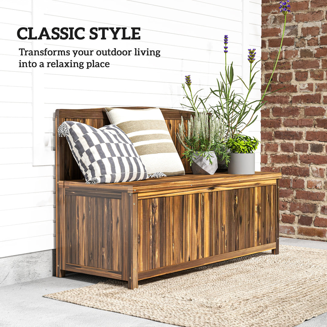 Wood Storage Bench for Patio Furniture, Outdoor Garden Seating Tools, Brown