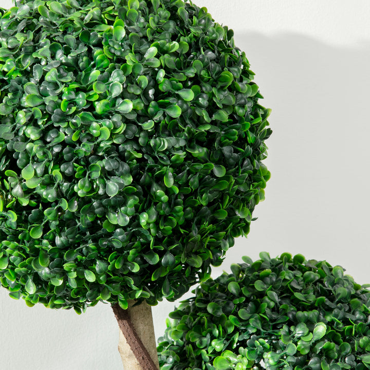 Decorative Artificial Tree Boxwood Ball Topiary Tree in Pot Fake Plant for Home Indoor Outdoor Decor, 90 cm, Dark Green