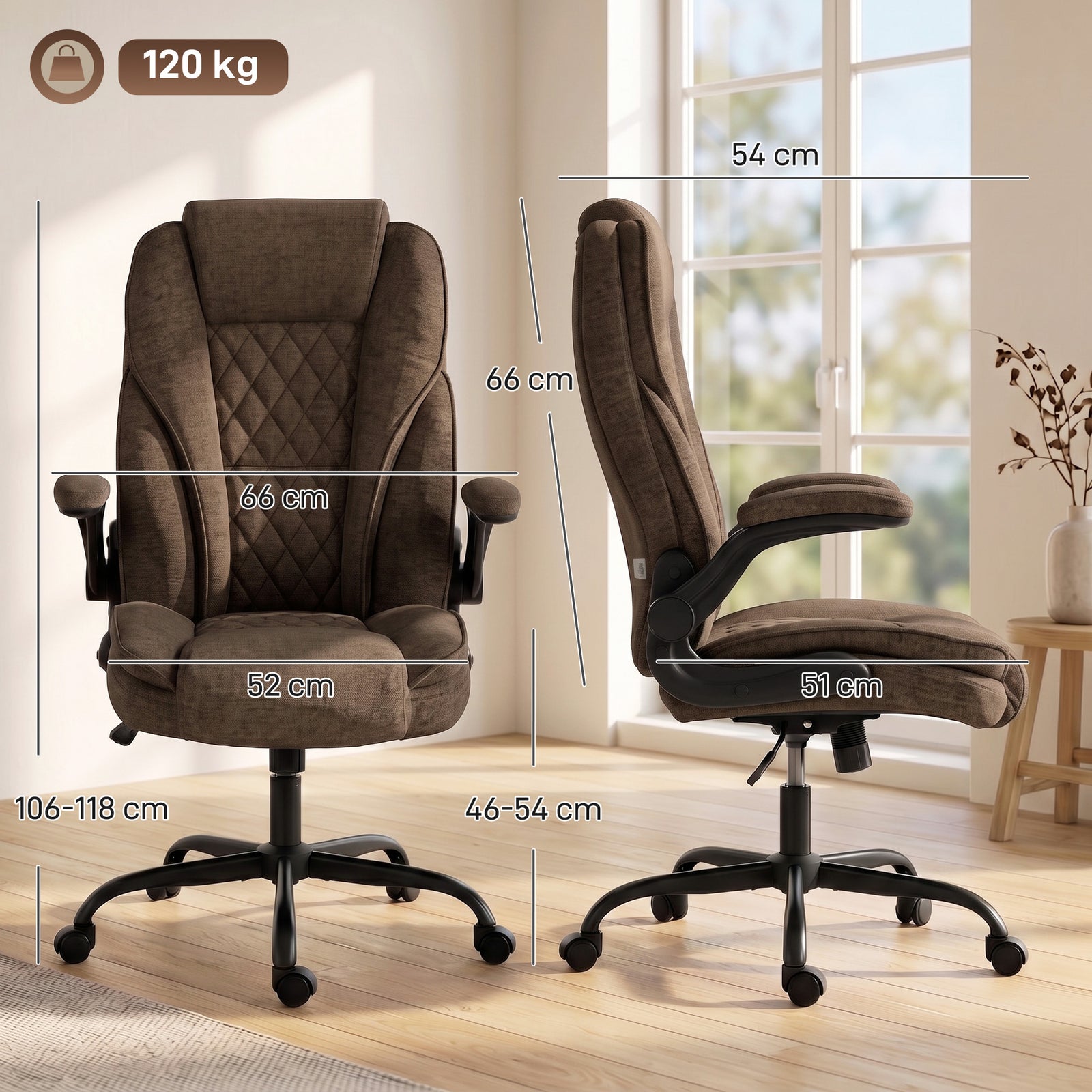 Office Chair, Ergonomic Desk Chair with Flip-up Armrest, Pocket Spring