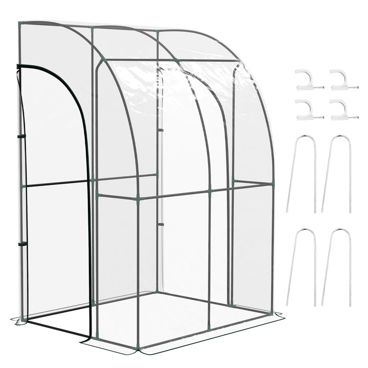 Outsunny 143cm x 118cm Walk-In Lean To Greenhouse, with Accessories