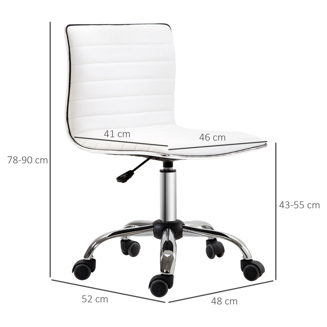 MCL Adjustable Swivel Office Chair with Armless Mid-Back in PU Leather and Chrome Base - White