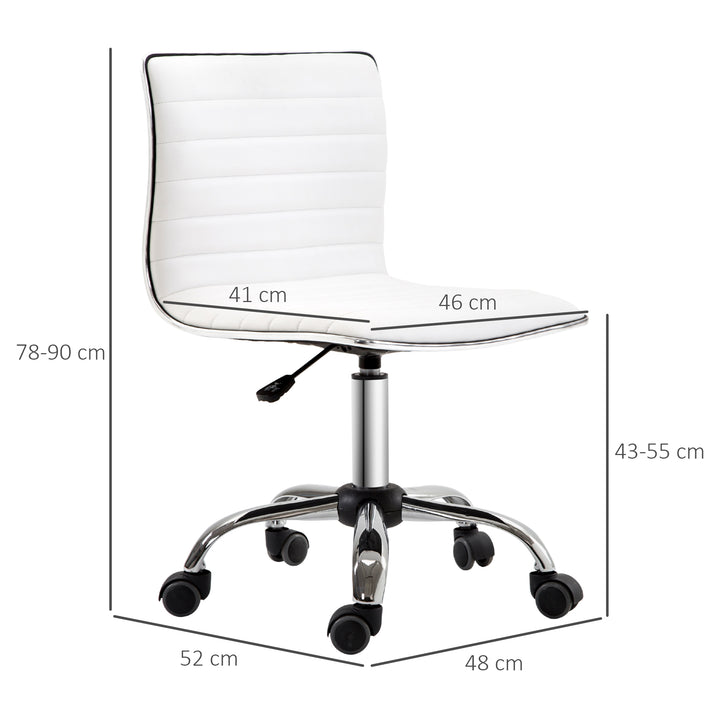 MCL Adjustable Swivel Office Chair with Armless Mid-Back in PU Leather and Chrome Base - White