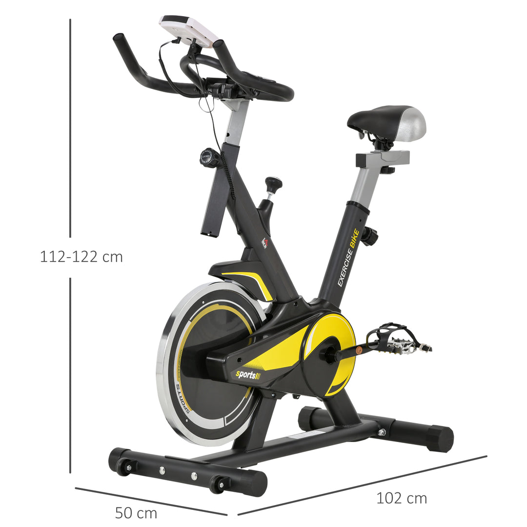 MCL Upright Exercise Bike Indoor Training Cycling Machine Stationary Workout Bicycle with 10KG Flywheel and Adjustable Resistance Seat Handlebar LCD Display for Home Gym