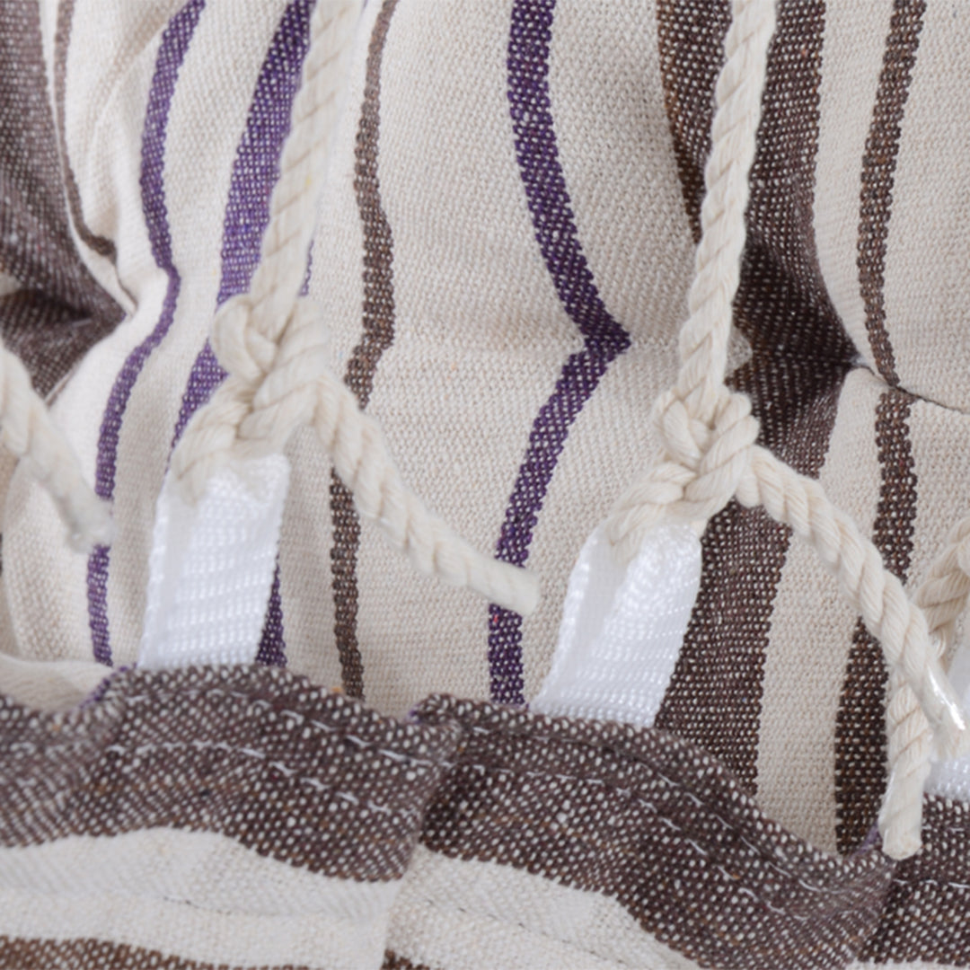 MCL Outdoor Hanging Rope Chair with Soft Padded Seat & Backrest, Garden Hammock Chair with Wooden Support Bar Cotton Cloth, Portable Garden Chair for Patio & Tree, Brown