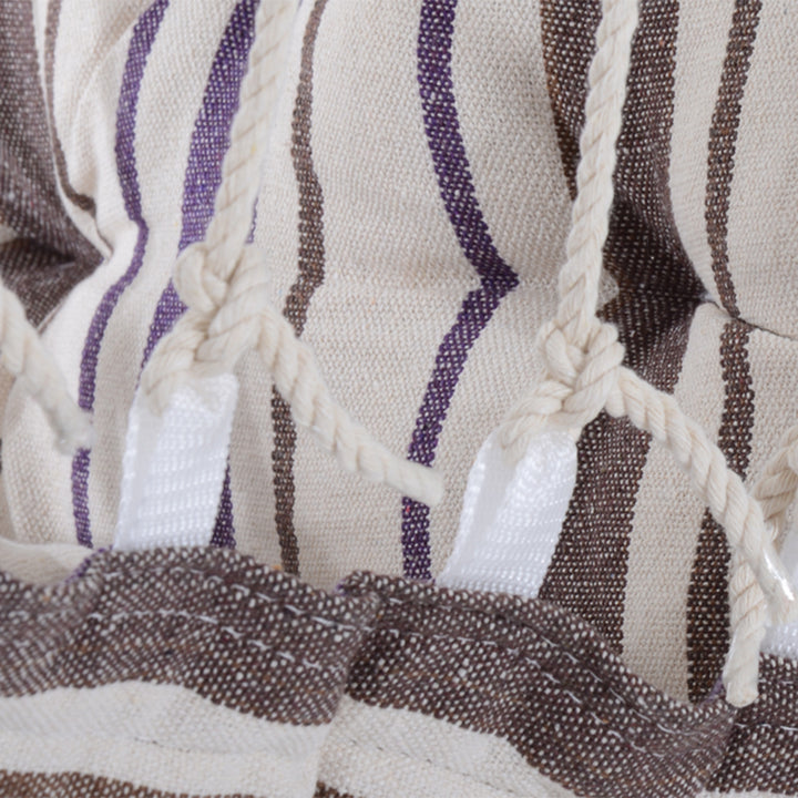 MCL Outdoor Hanging Rope Chair with Soft Padded Seat & Backrest, Garden Hammock Chair with Wooden Support Bar Cotton Cloth, Portable Garden Chair for Patio & Tree, Brown