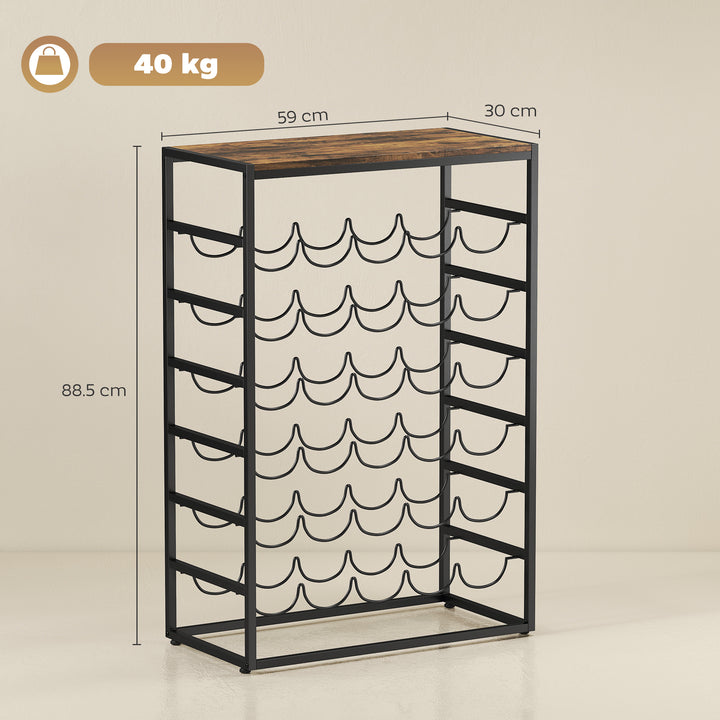 30 Bottles Wine Rack, 6 Tier Free Standing Wine Storage Holder with Wo