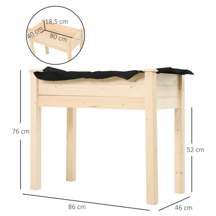 Garden Wooden Planters， Rectangular Raised Bed,Flower Box, Fir Wood Indoor/Outdoor, Oak Tone, 86L x 46W x 76Hcm