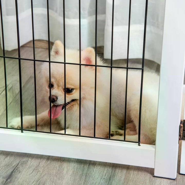 Freestanding Folding Pet Gate 4 Panels Dog Puppy Barrier with Support Feet