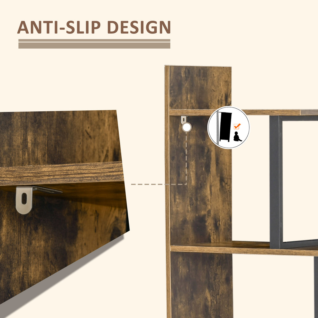 5-Tier Bookcase, Wooden Ladder Bookshelf Display Stand, Rustic Brown
