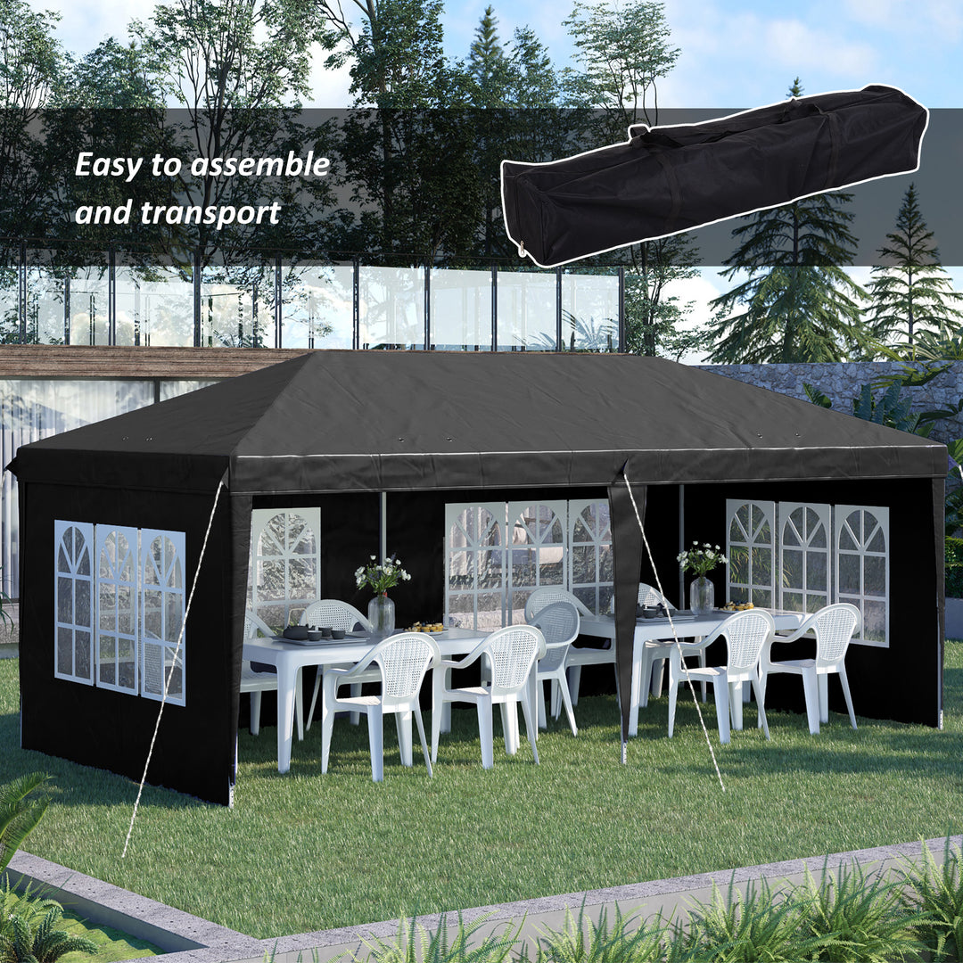 3 x 6m Pop-Up Gazebo, with Removable Walls - Black