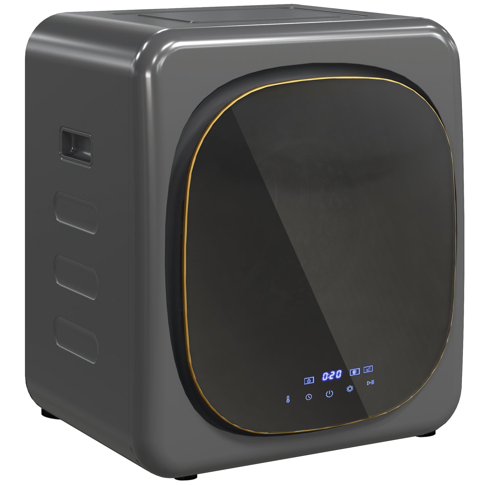 4kg Vented Tumble Dryer with Deodorize, Smart Mode, 800W Compact Tumble Dryer with Stainless Steel Tub, Front Load, for Flat, Home, RVs, Grey