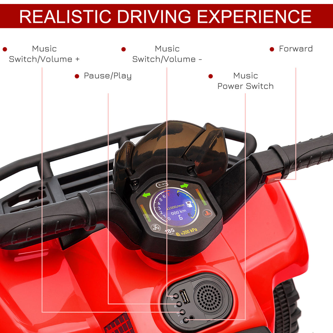 6V Kids Electric Ride on Car Toddlers Quad Bike All Terrain Vehicle Toy With Music for 18-36 months Red