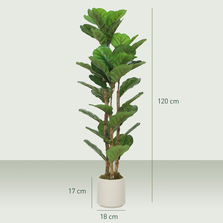 120cm Set of 2 Artificial Fiddle Leaf Fig Trees - Green