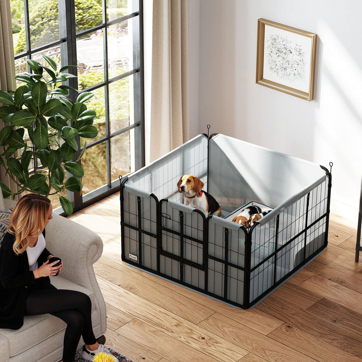 Steel Dog Whelping Box with Washable Whelping Pad, Wind-Resistant Clot