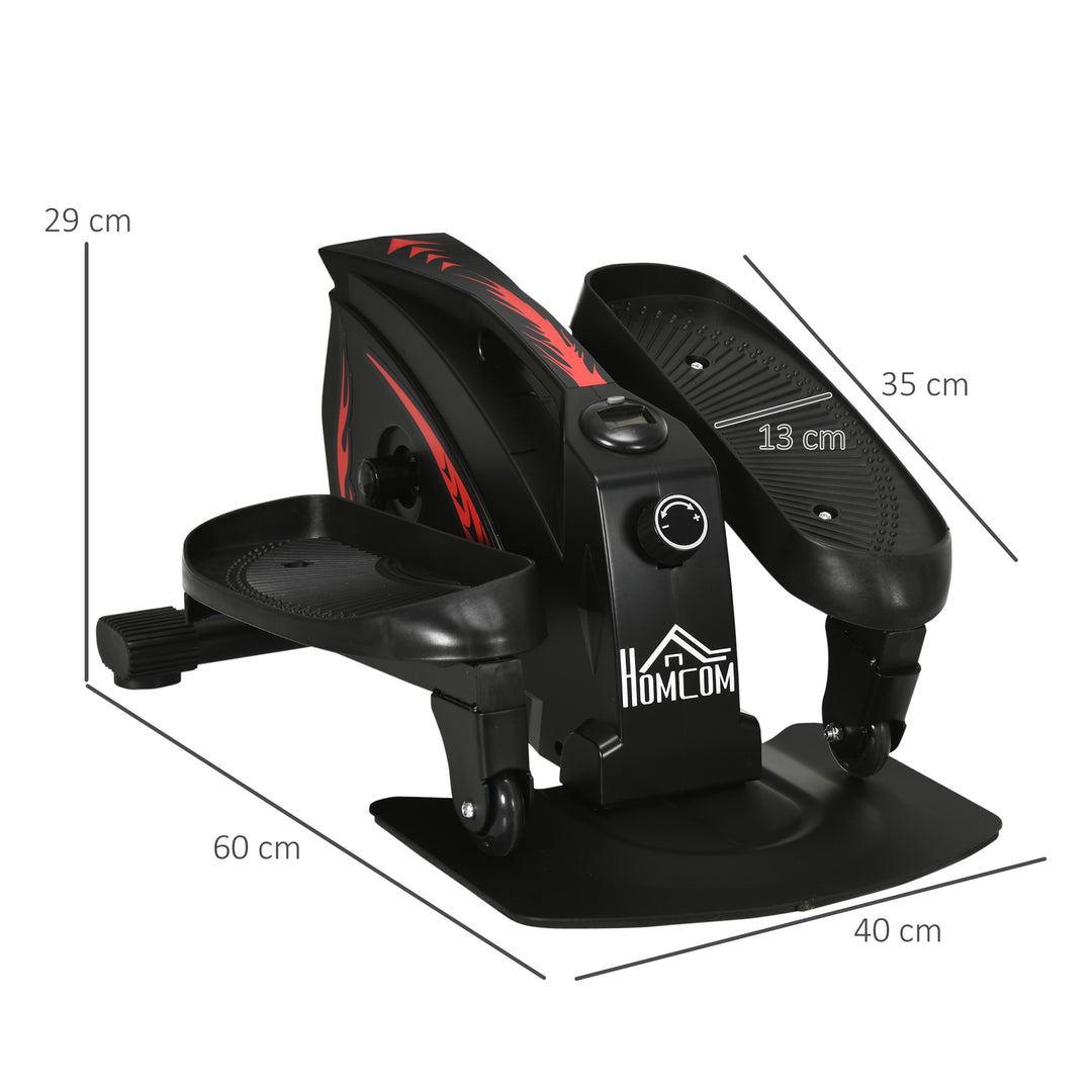 Mini Manual Elliptical Bike, Compact Elliptical Cross Trainer Fitness Workout w/ LCD Monitor, Anti-Slip Pedals, Adjustable Resistance for Home Office