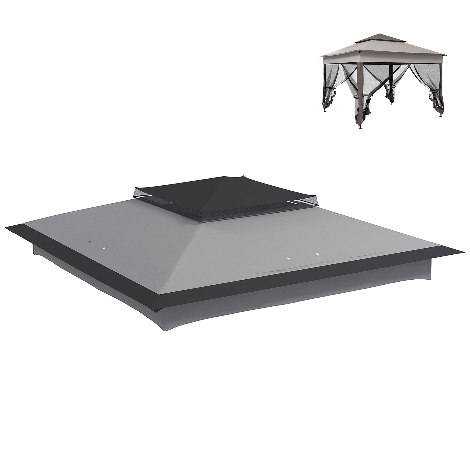 Pop up Gazebo Cover, 2-Tier Gazebo Roof Replacement for 3.25m x 3.25m Frame, 30+ UV Protection, Grey