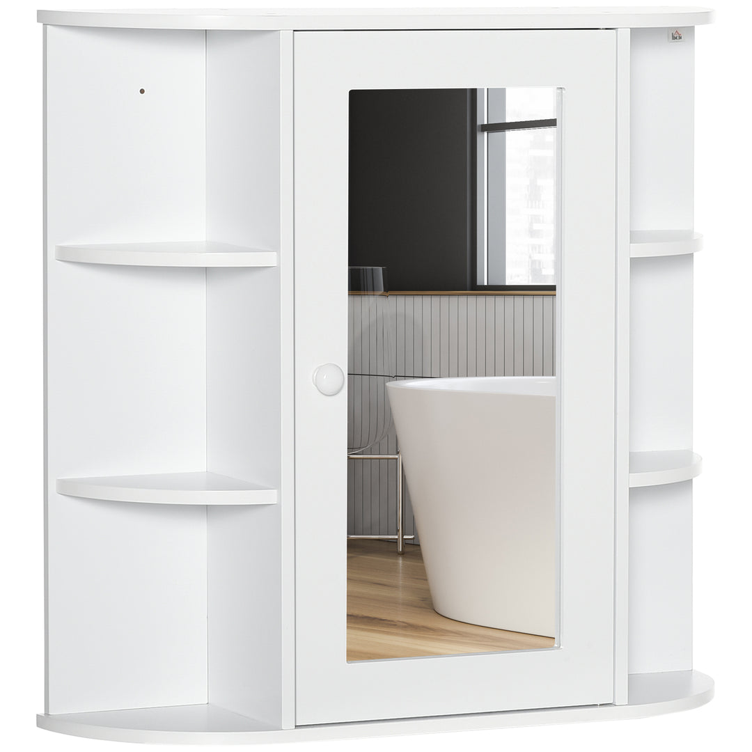 MCL Wall Mounted Bathroom Cabinet with Mirror Single Door Storage Organizer 2-tier Inner Shelves White