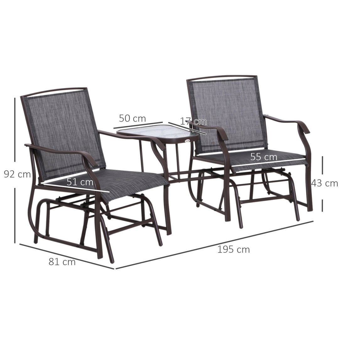 Gliding Jack and Jill Seat, with Glass-Top Table - Brown/Grey