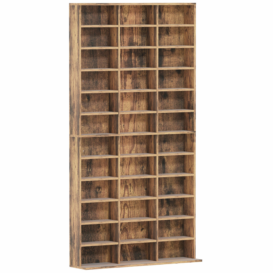 CD Storage Unit with Adjustable Shelves, 102 x 195 cm, Rustic Brown