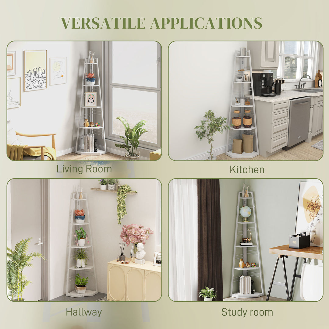 Five-Tier Corner Shelf - White