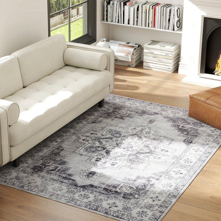 Vintage Area Rug, Non-Slip Washable Rug, Flannel Floor Carpet for Livi