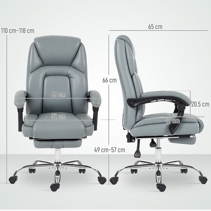 MCL Faux Leather Reclining Office Chair, with Footrest - Grey