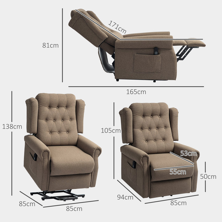 45° Lifting Riser and Recliner Armchair - Dark Brown