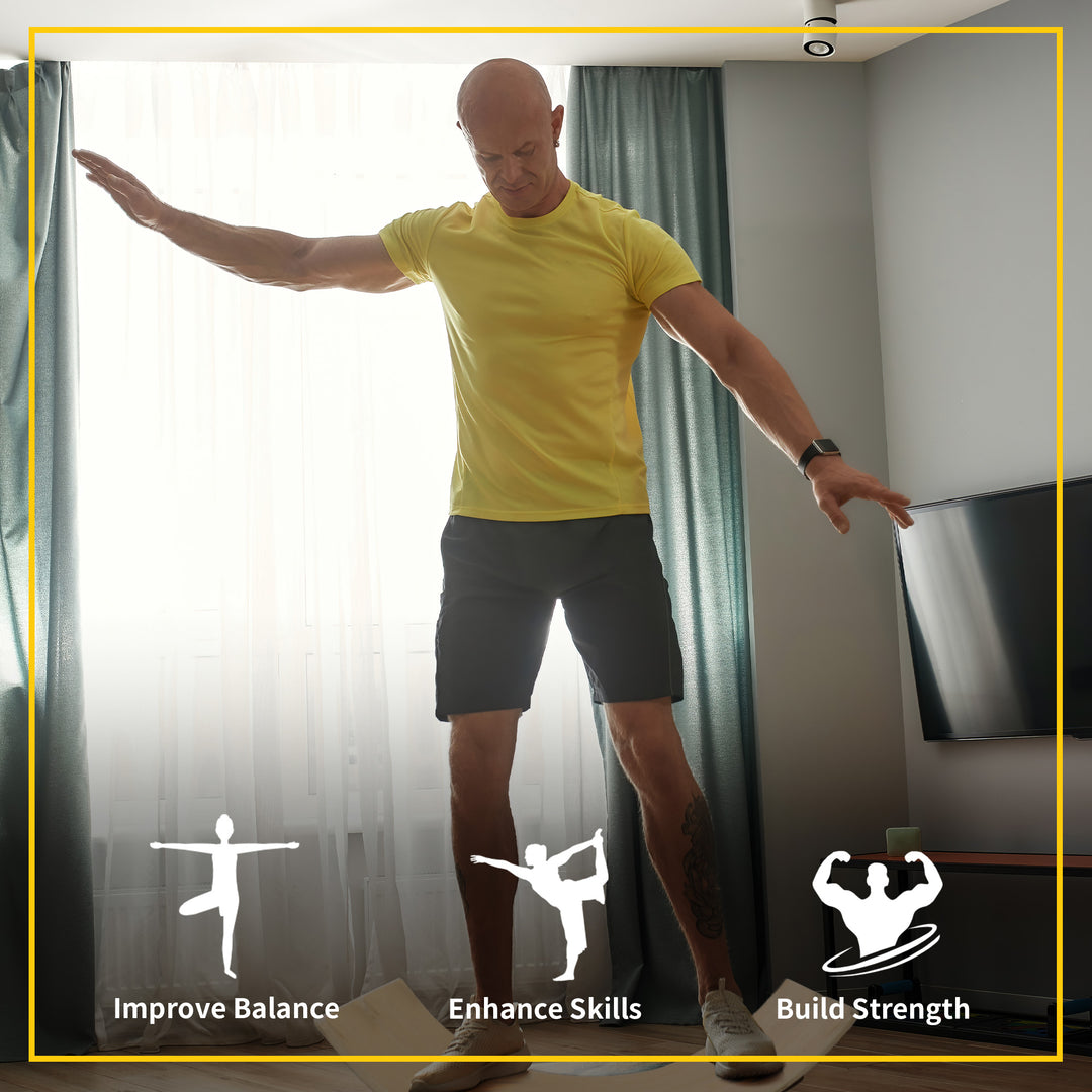 MCL Wood Wobble Board with Ropes, Balance Board for Full Body Workout, Multipurpose for Kids and Adults