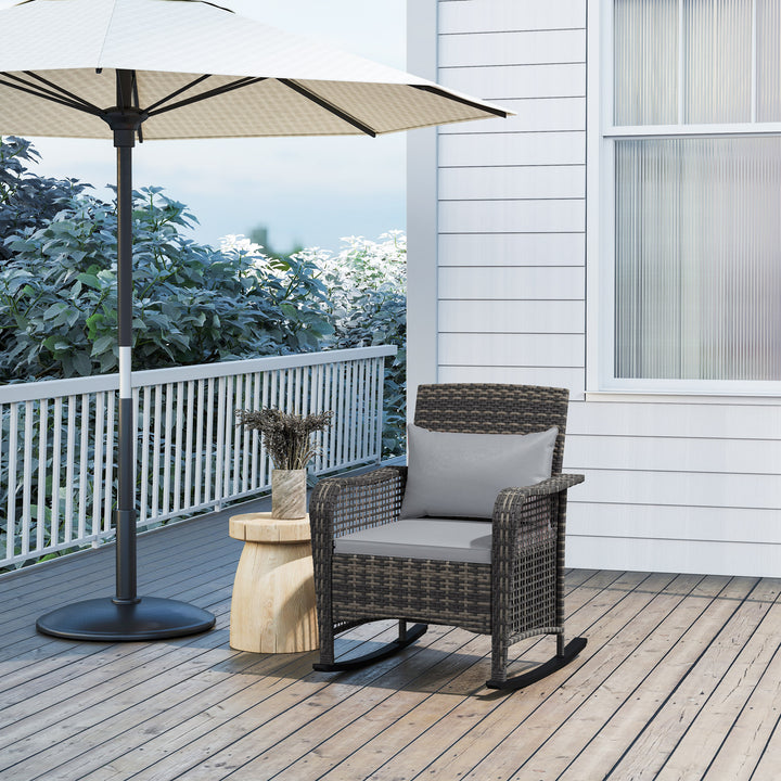 Rattan Rocking Chair - Light Grey